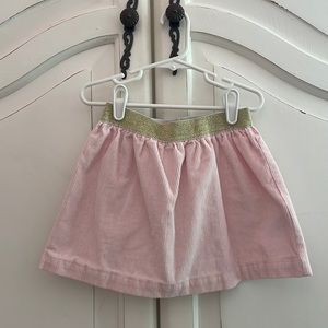 Adorable light pink corduroy skirt with glitter gold elastic waist size 6